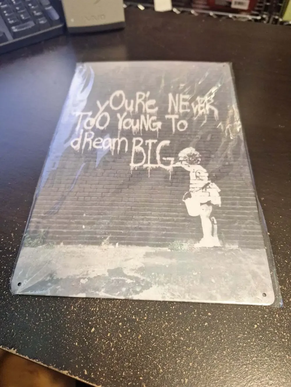 Banksy You’re Never Too Young to Dream Big Metal Tin Sign 8